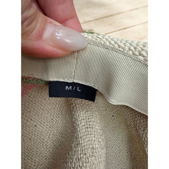 Roxy Straw Hat M/L Pastel Striped Wide Brim Beach Fedora Summer - Picture 5 of 6